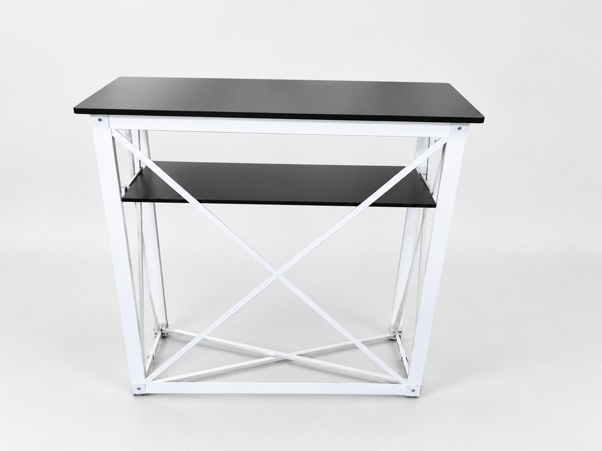 Portable Retail Sign rectangular exhibition counter with open rear view, ideal for trade shows and displays.