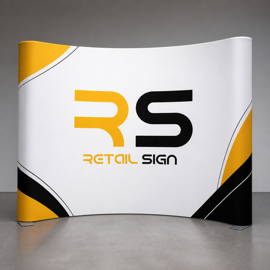 Retail Sign curved tension fabric wall 3m