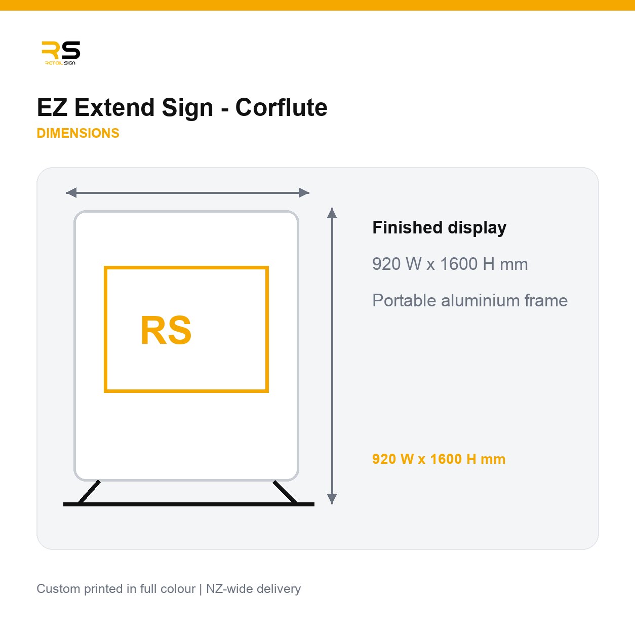 EZ Extend corflute sign dimensions 960 x 1650mm