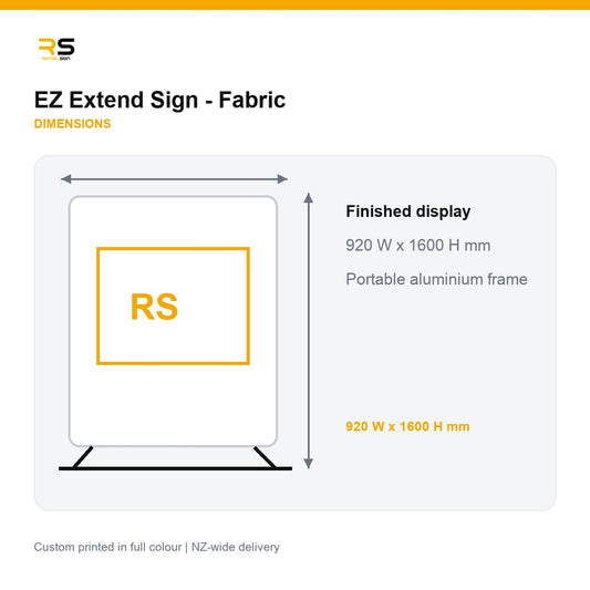 EZ Extend fabric sign dimensions 920 x 1600mm