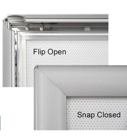 Backlit LED lightbox frame displaying a retail poster for commercial advertising, with a sleek illuminated design.