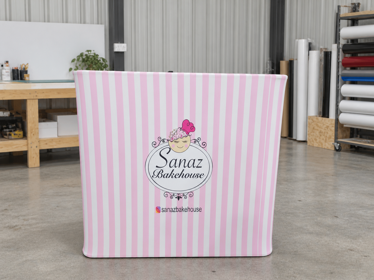 Sanaz Bakehouse custom rectangular exhibition counter, front view