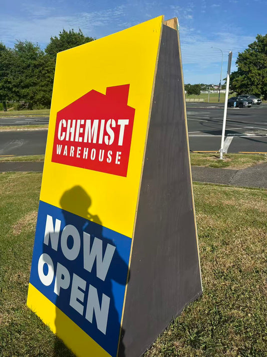 wood frame stand with ACM board sign